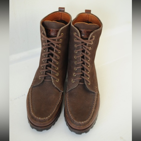Vintage VTG Cole Haan Two Tone Brown Leather Lace Up Ankle Boots - Picture 3 of 5